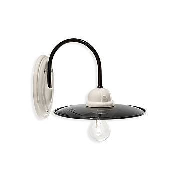 Applique Industrial Potenza Ferro E Ceramica Nero E Decorata Lucida 1 Luce E27