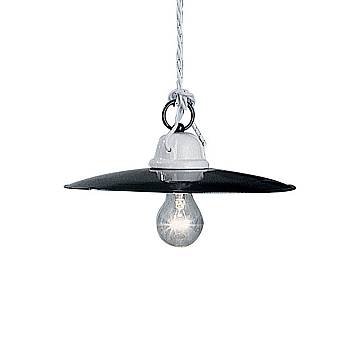 Lampadario Industrial Potenza Ferro E Ceramica Nero Diam. 25Cm 1 Luce E27