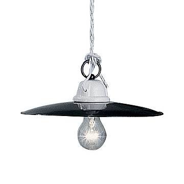 Lampadario Industrial Potenza Ferro E Ceramica Nero Diam. 30Cm 1 Luce E27