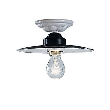 Plafoniera Industrial Potenza Ferro E Ceramica Nero Diam. 25Cm 1 Luce E27