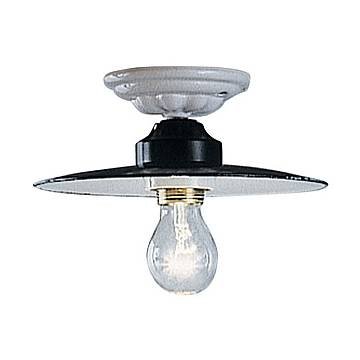 Plafoniera Industrial Potenza Ferro E Ceramica Nero Diam. 30Cm 1 Luce E27