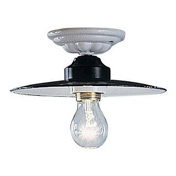 Plafoniera Industrial Potenza Ferro E Ceramica Nero Diam. 35Cm 1 Luce E27