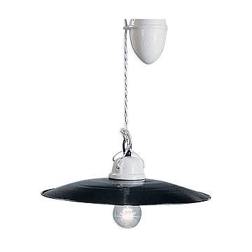 Sospensione Saliscendi Classico Potenza Ferro E Ceramica Nero 35Cm 1 Luce E27