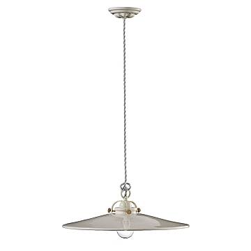 Lampadario Industrial Minimal B&W Metallo Smaltato Bianco 1 Luce E27 42Cm