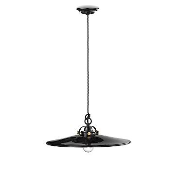 Lampadario Industrial Minimal B&W Metallo Smaltato Nero 1 Luce E27 42Cm