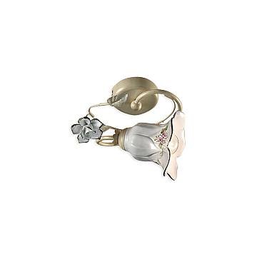 Plafoniera Classica Pisa Metallo E Ceramica Bianco Sfumato Oro 1 Luce E14