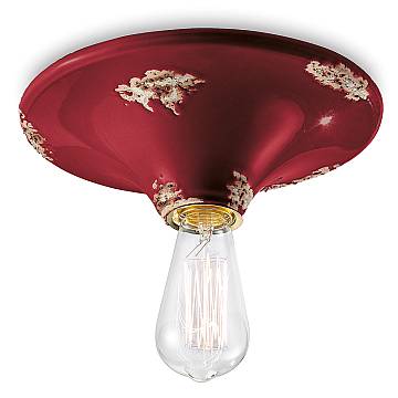 Plafoniera Vintage Tonda Grande Ceramica Bordeaux 1 Luce E27