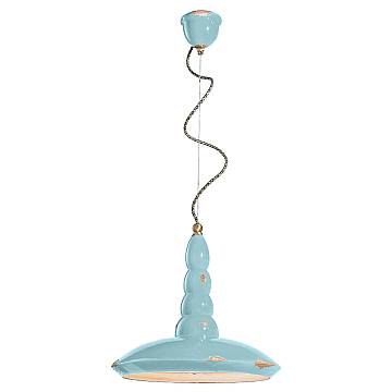 Lampadario Vintage Vague Vintage Ferro E Ceramica Azzurro 1 Luce E27 40Cm