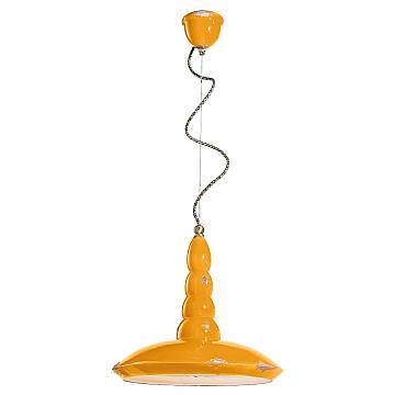 Lampadario Vintage Vague Vintage Ferro E Ceramica Giallo 1 Luce E27 40Cm