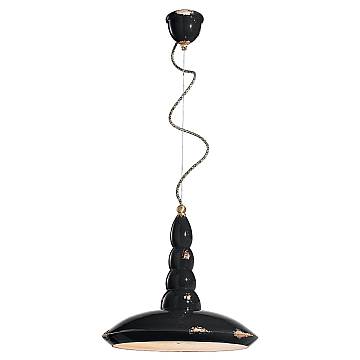 Lampadario Vintage Vague Vintage Ferro E Ceramica Nero 1 Luce E27 40Cm