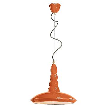 Lampadario Vintage Vague Vintage Ferro E Ceramica Arancio 1 Luce E27 40Cm