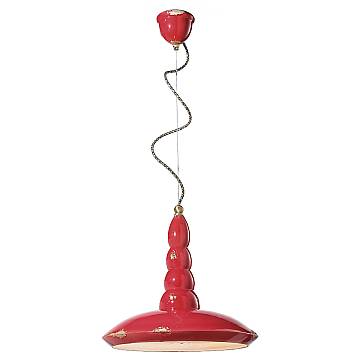 Lampadario Vintage Vague Vintage Ferro E Ceramica Rosso 1 Luce E27 40Cm