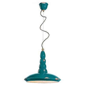 Lampadario Vintage Vague Vintage Ferro E Ceramica Verde 1 Luce E27 40Cm