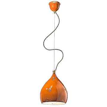 Lampadario Vintage Vague Vintage Ferro E Ceramica Arancio 1 Luce E27