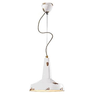 Lampadario Vintage Vague Vintage Ferro E Ceramica Bianco 1 Luce E27 35Cm