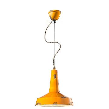 Lampadario Vintage Vague Vintage Ferro E Ceramica Giallo 1 Luce E27 35Cm