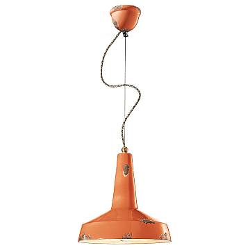 Lampadario Vintage Vague Vintage Ferro E Ceramica Arancio 1 Luce E27 35Cm