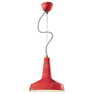 Lampadario Vintage Vague Vintage Ferro E Ceramica Rosso 1 Luce E27 35Cm