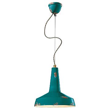 Lampadario Vintage Vague Vintage Ferro E Ceramica Verde 1 Luce E27 35Cm