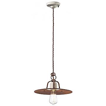 Lampadario Vintage Grunge Ferro E Ceramica Craquele' 1 Luce E27 30Cm