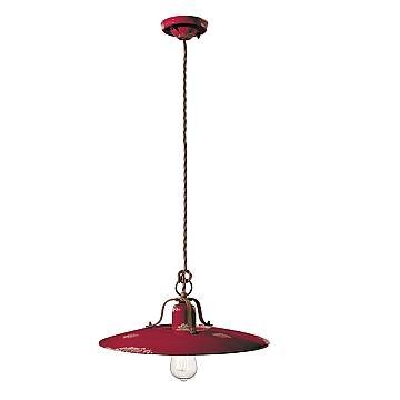 Lampadario Vintage Country Ferro E Ceramica Bordeaux 1 Luce E27