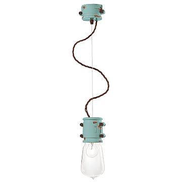 Lampadario Vintage Urban Ferro E Ceramica Azzurro 1 Luce E27 12Cm