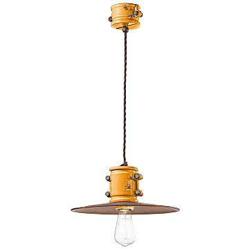 Lampadario Vintage Urban Ferro E Ceramica Giallo 1 Luce E27 40Cm