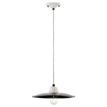 Lampadario Vintage B&W Metallo Smaltato Nero E Bianco 1 Luce E27 30Cm