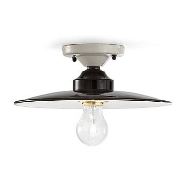 Plafoniera Vintage B&W Metallo Smaltato Nero E Bianco 1 Luce E27 25Cm