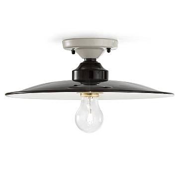 Plafoniera Vintage B&W Metallo Smaltato Nero E Bianco 1 Luce E27 35Cm