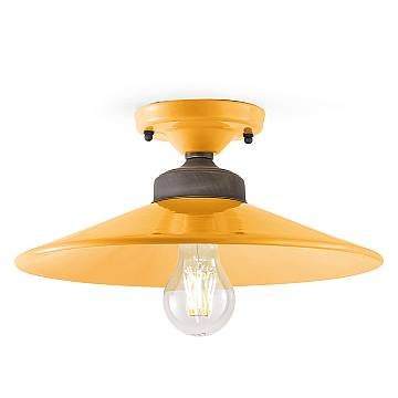 Plafoniera Vintage Colors Ferro E Ceramica Giallo 1 Luce E27