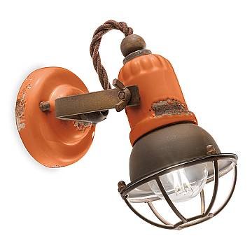 Applique Vintage Loft Ferro E Ceramica Arancio 1 Luce E14