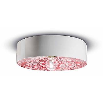 Plafoniera Grande Vintage Decò Pi Ceramica Ming Rosso 1 Luce E27