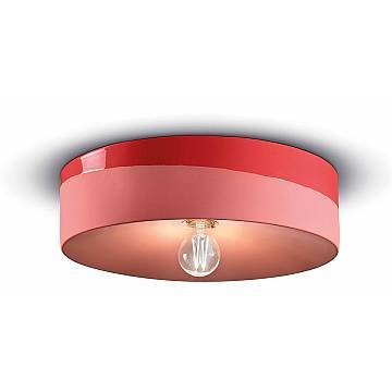 Plafoniera Grande Vintage Decò Pi Ceramica Rosso Corallo 1 Luce E27