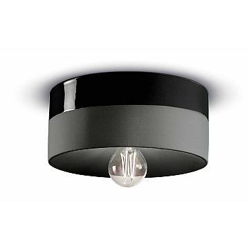 Plafoniera Media Vintage Decò Pi Ceramica Nero Carbone 1 Luce E27