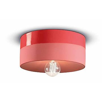 Plafoniera Media Vintage Decò Pi Ceramica Rosso Corallo 1 Luce E27