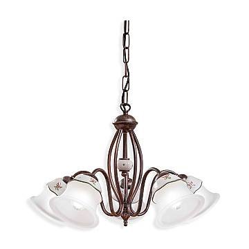 Lampadario Classico Ferrara Metallo E Ceramica Nero Sfumato Rame 3 Luci E14