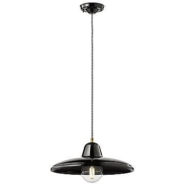 Lampadario Industrial Minimal Nordico B&W Metallo Smaltato Nero 1 Luce E27