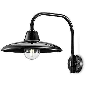 Applique Industrial Minimal Nordico B&W Metallo Smaltato Nero 1 Luce E27