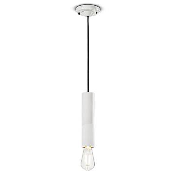 Sospensione Piccola Vintage Decò Pi Ceramica Bianco Grezzo 1 Luce E27