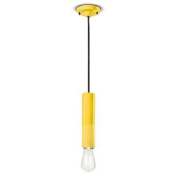 Sospensione Piccola Vintage Decò Pi Ceramica Giallo Limone 1 Luce E27