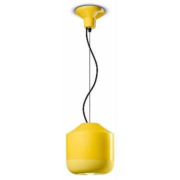 Sospensione Piccola Vintage Decò Bellota Ceramica Giallo Limone 1 Luce E27