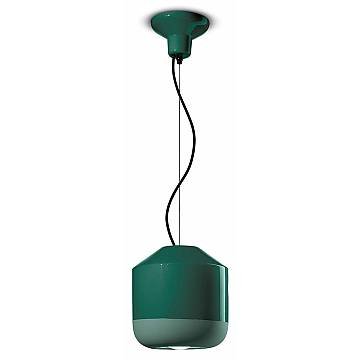 Sospensione Piccola Vintage Decò Bellota Ceramica Verde Bottiglia 1 Luce E27