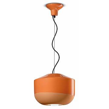 Sospensione Grande Vintage Decò Bellota Ceramica Arancio Pesca 1 Luce E27