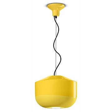 Sospensione Grande Vintage Decò Bellota Ceramica Giallo Limone 1 Luce E27