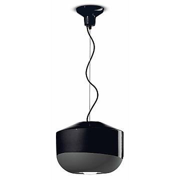 Sospensione Grande Vintage Decò Bellota Ceramica Nero Carbone 1 Luce E27