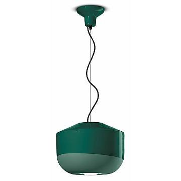 Sospensione Grande Vintage Decò Bellota Ceramica Verde Bottiglia 1 Luce E27