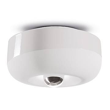 Plafoniera Vintage Decò Bellota Ceramica Bianco Grezzo 1 Luce E27