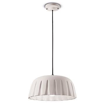 Sospensione Grande Vintage Decò Madame Gres Ceramica Bianco Naturale 1 Luce E27