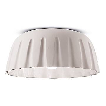 Plafoniera Grande Vintage Decò Madame Gres Ceramica Bianco Naturale 1 Luce E27